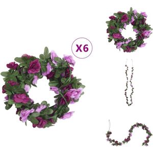 vidaXL Kerstslinger Met Bloemen - Kerstslingers Met Bloemen - Kerstslinger - Kerstdecoratie - Kerstslingers met bloemen 6 st 250 cm lente lichtpaars