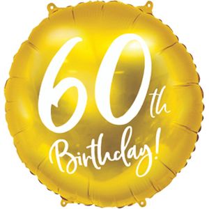 Partydeco - Folieballon 60 Birthday Goud 45 cm