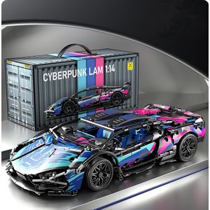 Cyberpunk Lam - Auto - Bouwstenen auto - Elektronisch bouwstenen auto - DIY toy - Modelspeelgoed - Cadeau - Unisex - High tech auto model - Sportwagen - Automodelbouwset - Legos