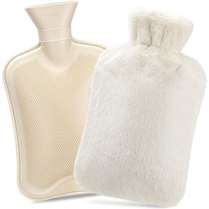 Warmwaterfles, 2 liter, warmwaterflessen met zachte fleece hoes, voor gezellige nachten, pijnverlichting, rug, nek en schouders, geweldig cadeau voor vrouwen en mannen