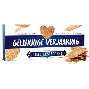 Jules Destrooper Natuurboterwafels koekjes in geschenkdoos - ""Gelukkige verjaardag"" - 100g