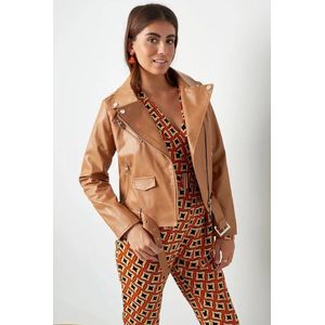 Vegan leren jack - imitatie leder - dames - camel - maat M