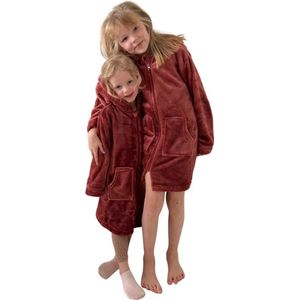 Charlie Choe badjas kind - kinderbadjas met rits & capuchon - koper kleur - fleece - 104/110