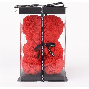 Cadeau | Kunstbloem in Glas | Rood | Met Led verlichting