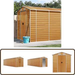 vidaXL Tuinschuur - 191x725x198 cm - Gegalvaniseerd Staal Tuinschuur - Schuurtje - Opslagruimte - Buitenschuren - Houten Schuur