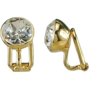 Traveller Clip Oorbellen - Oorclips Dames - Goudkleurig - Preciosa Kristal - 22ct verguld - 10 mm - 155990