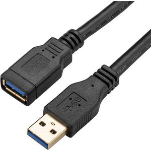 Techvavo® USB A Verlengkabel - USB Kabel - USB 3.0 Kabel - 3 meter - Zwart