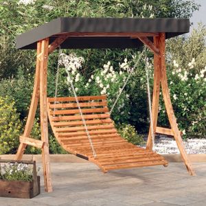 The Living Store Schommelbank Hout - 175x101x161.5 cm - Antraciet dak