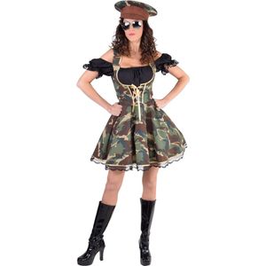 Magic By Freddy's - Leger & Oorlog Kostuum - Camouflage Amazone Leger Dirndl Dameskostuum - Vrouw - Groen - XL - Bierfeest - Verkleedkleding