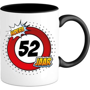 52 Jaar Verkeersbord Mok met teksts-sGrappig Verjaardag Beker Cadeaus-sBedrukte Koffie en Thee Mokkens-sZwarts-s330 ML
