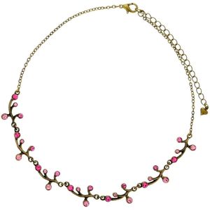 Behave Korte goud-kleurige ketting met roze steentjes