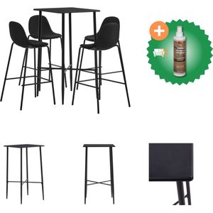 vidaXL 5-delige Barset stof zwart - Set tafel en stoelen - Inclusief Houtreiniger en verfrisser