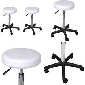 vidaXL Kantoorkrukken 2 st 35,5x84 cm kunstleer wit - Bureaustoel - Bureaustoelen - Kantoorstoel - Kantoorstoelen