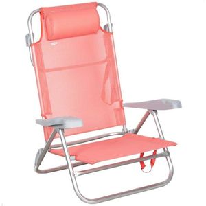 Strandstoel inklapbaar 7 standen koraal - Inclusief kussens - Handgrepen - Draagkracht 110 kg - Verschillende posities - 47x49x82 cm Aluminium Beach Chair Folding Garden