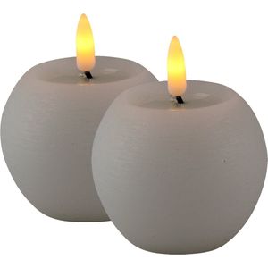 Magic Flame LED kaarsen/bolkaarsen - 2x st - rond - wit - D8 x H7,5 cm