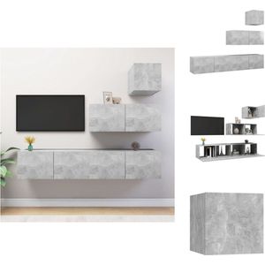 vidaXL Hangende TV-Kasten - Betongrijs - 1x 30.5x30x30 cm - 3x 80x30x30 cm - Spaanplaat - Kast