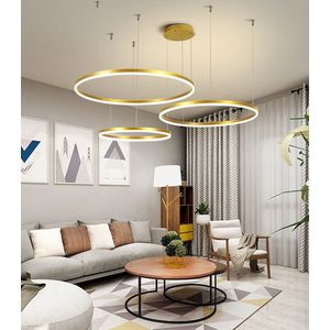 Led Kroonluchter - Minimalistisch - Modern - Home Verlichting - Geborstelde Ringen - Plafond Gemonteerde Kroonluchter Verlichting - Hanglamp - Warm Wit