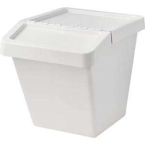 Opbergbox Met Deksel - Afvalbak - Papierbak - Stapelbak - Makkelijk Sorteren - Wit - 37 Liter - Kleding Opbergbox - 55x41x45 CM