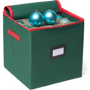 Kerstornament Opbergdoos met Verstelbare Scheidingswand en Dubbele Rits voor 64 Decoraties