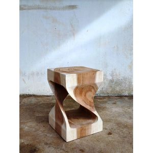 Enkel suar houten bijzettafel - krukje van hout - bijzettafel vierkant