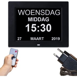 Nifkos Dementieklok met XL beeldscherm - Digitale Kalenderklok met datum, dag en tijd - Alzheimer Klok - Seniorenklok