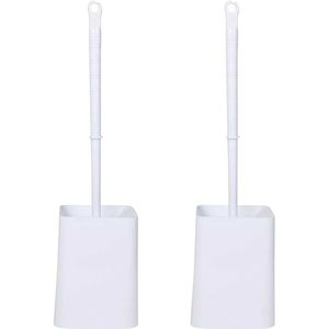 Benson Toiletborstel met houder - 2x - wit - kunststof - WC borstel - 41 cm