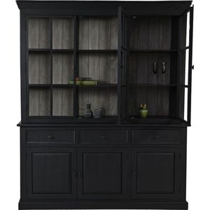 Buffetkast industrieel - Vakkenkast Zwart - Boekenkast - Vitrinekast - Woonkamer Kast - 160x45x215 - Wood Selections