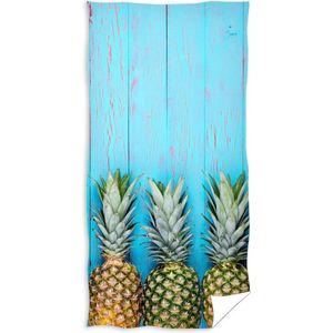 strandlaken ananas junior 140 x 70 cm katoen blauw