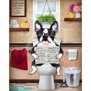 Lienz® Diamond Painting volwassenen 40x50cm – Rond – Hond op toilet – Volledig - Pakket Volwassenen