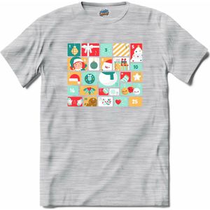 Adventskalender Kerst - Aftelkalender - Kalender - T-Shirt - Heren - Donker Grijs - Gemêleerd - Maat XL