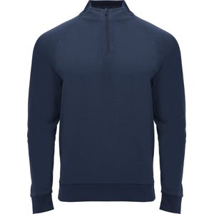Donker Blauw sportshirt met raglanmouwen en halve rits manchetten van ribboord model Epiro maat XL
