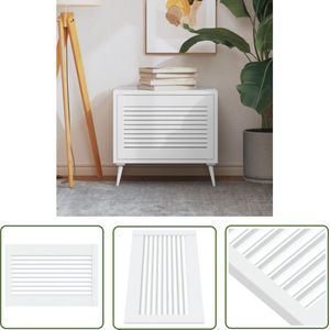 The Living Store Kastdeur met lamellen 39,5x59,4 cm massief grenenhout wit - Louvredeur - Kastdeur - Grenenhouten Deur - Houten Deur - Vintage Deur