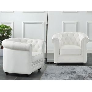 Set van 2 fauteuils van buffelleer CHESTERFIELD - Wit L 82 cm x H 72 cm x D 78 cm