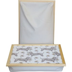 Schootkussen - Laptray Teckel en Madeliefjes  - 41x31x9 cm