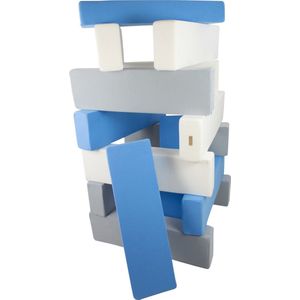 Foam blokken kinderen - 15 delig - XXL bouwblokken - wit, blauw, grijs