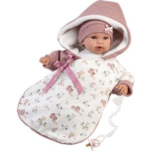 Llorens Huilende Babypop Roze met Slaapzak en geluid 36 cm