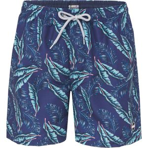 Happy Shorts Heren Zwemshort Strand Palmboom Print Blauw - Maat L - Zwembroek