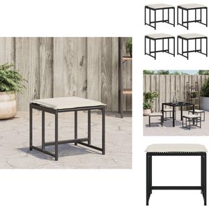 vidaXL Tuinkruk - Tuinkrukken - Krukje - Rattan Krukje - Tuinkrukken met kussens 4 st poly rattan zwart