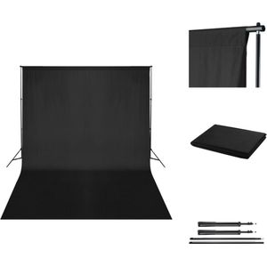 vidaXL Achtergrondsysteem - Zwart Katoenen - 500 x 300 cm - 75-210 cm - Aluminium - Studio achtergrond doek