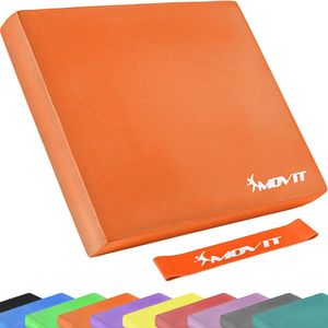 MOVIT® Balance Pad met Fitnessband - Set van 2 - Balanskussen - Yoga - Pilates - Meditatie - Oranje