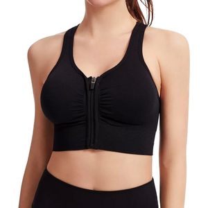 Sport BH Met Rits - BH met Voorsluiting - Push Up BH zonder beugel - Maat XXL - Zwart - Extra comfortabele Sport BH - Sport bh dames - Shock absorber - Sport top - Magic bra - Comfort BH