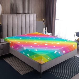 Hoeslaken voor kinderen, meisjes, 90 x 200 cm, regenboog, sterrenprint, hoeslaken, kleurrijk, kleine kinderen, vrouwen, gekleurde strepen, decoratief laken, superzacht, ademend, microvezel,