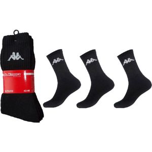 KAPPA - sokken - sportsokken - werksokken - zwart - 6 paar - maat 43-46