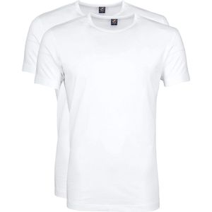 Suitable - Ota T-Shirt Ronde Hals Wit 2-Pack - Heren - Maat S - Modern-fit