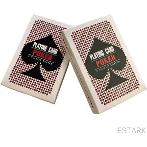 ESTARK Luxe Speelkaarten - 2 sets - Plastic Coating - Poker Kaarten - kaartspel - Spelkaarten - Spel Kaart - 2 x 56 - Gezelschapsspel - Spelen - Playing Cards - Cijfer In Alle 4 De Hoeken - 2 STUKS