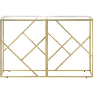 vidaXL Wandtafel - Wandtafels - Bijzettafel - Console Tafel - Wandtafel roestvrijstaal en gehard glas goudkleurig