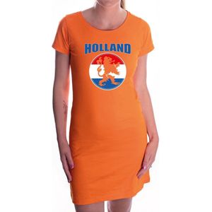 Oranje fan jurkje voor dames - Holland met oranje leeuw - Nederland supporter - EK/ WK dress / outfit L