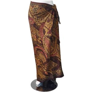 Om Namaste Sarong - 626 - Batik Vuurvogels - bruin & paars - Pareo Saunadoek Wikkeljurk