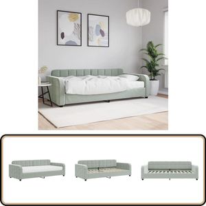 vidaXL Slaapbank - 90x200 cm - Fluweel Lichtgrijs Slaapbank - Zweefbank - Lounge Bank - Multifunctionele Bank - Sofa Bed