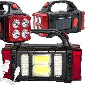 MOZY® - Zaklamp - Rood - op Zonne-energie - Powerbank - Oplaadbaar - Noodlamp - Kampeerlamp - Survival - Tentlamp
